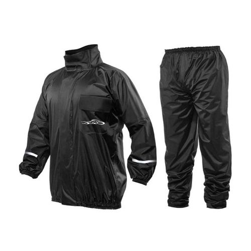 Conjunto de Chuva Nylon Impermeável Preto Motociclista