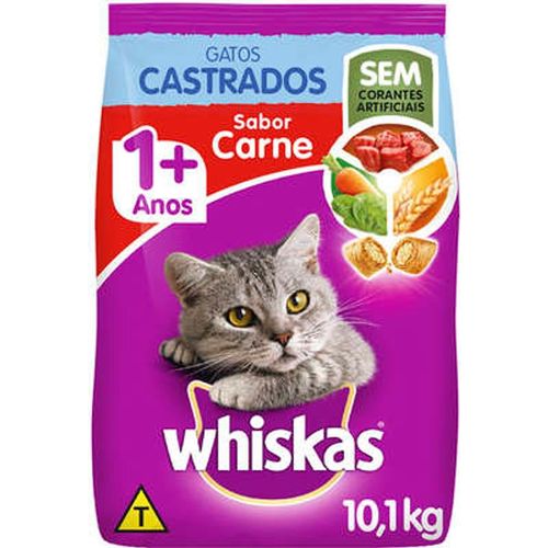 Ração para Gatos Castrados Carne 1+ Whiskas 10,1 kg